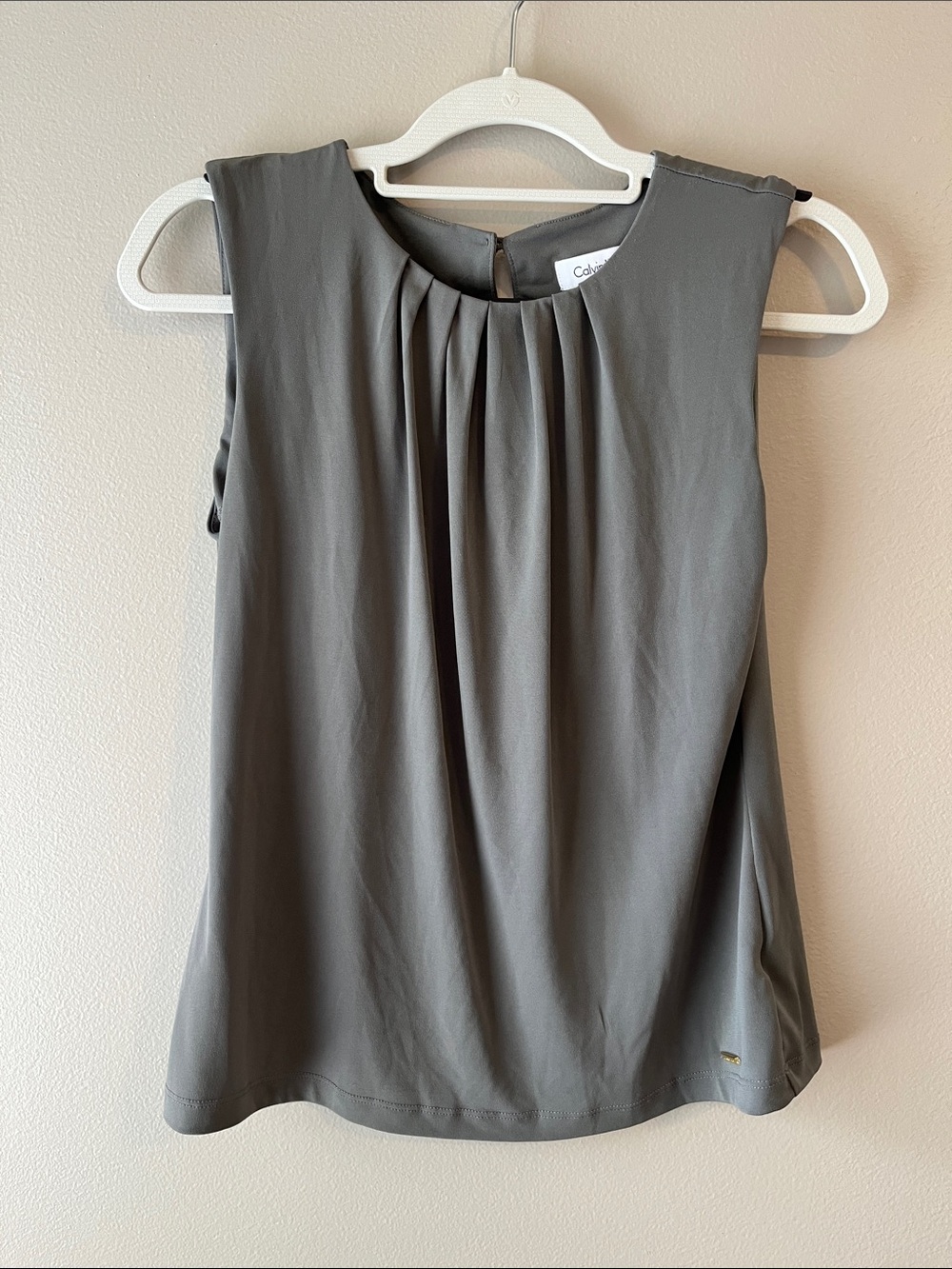 Calvin Klein Light Gray Sleeveless Pleated Camisole